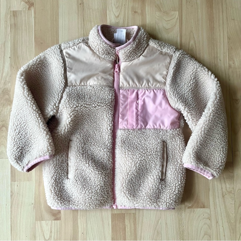 Child Hanna Andersson Cream & Pink Fleece Jacket Size 4